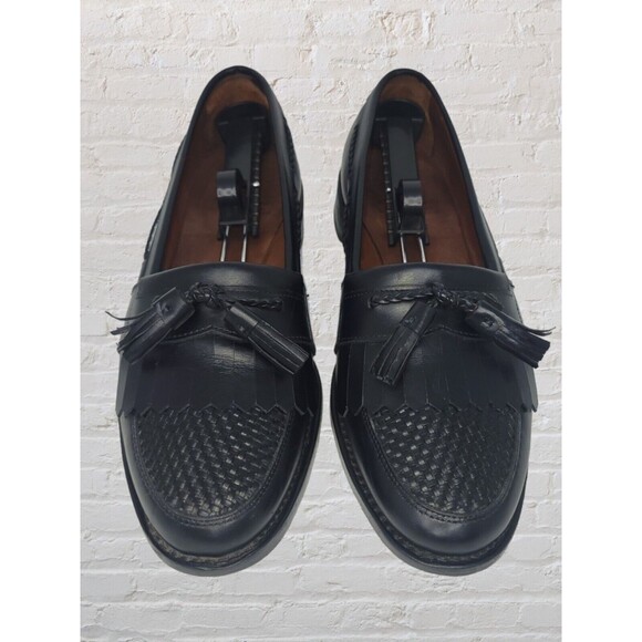 Allen Edmonds Cody Kiltie Tassel Woven Loafer Mens 10D Slip On Shoes Black Dress - Picture 3 of 13